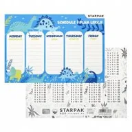 Szkolne artykuły papiernicze - Starpak Plan lekcji z tabliczką mnożenia Dino Girl 25 szt. - miniaturka - grafika 1