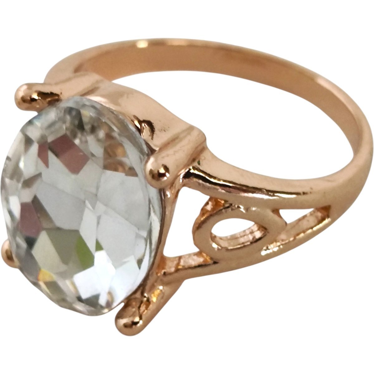 Złoty Pierścionek z Cyrkonią Duża Cyrkonia Kamień Stal Chirurgiczna Vintage