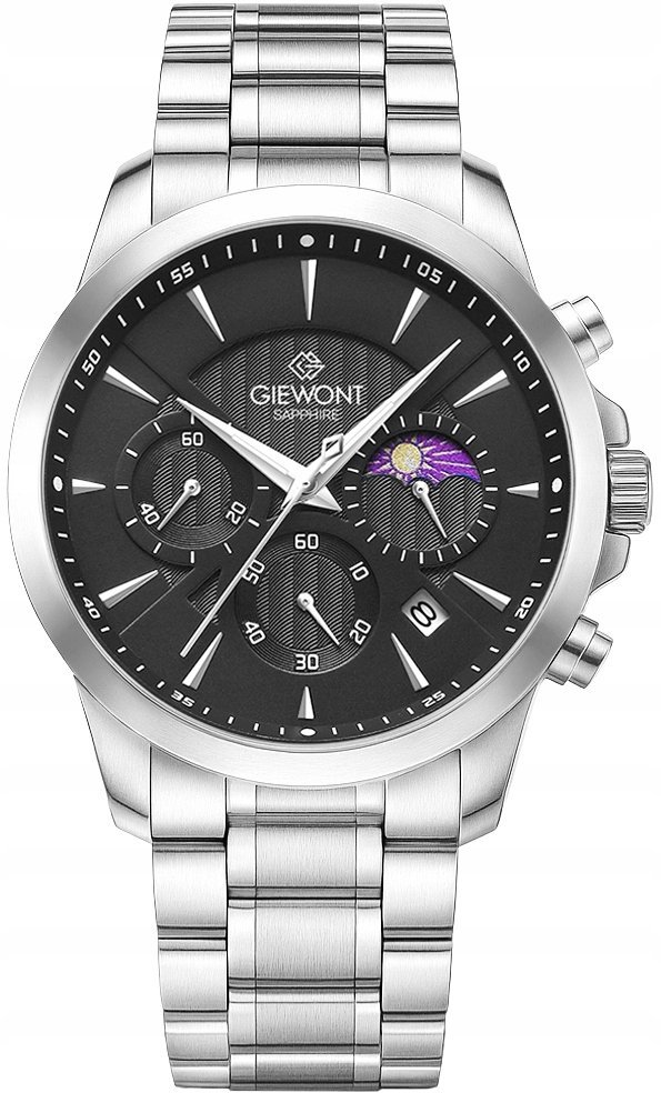Zegarek Giewont Zegarek Męski Chronograph Sapphire Srebrny GW9460-B2