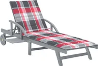 Leżaki ogrodowe - Elior Leżak ogrodowy w czerwoną kratkę - Solar - miniaturka - grafika 1