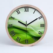 Zegary - Zegar drewno na ścianę zielone fale tło fi 30 cm, Tulup - miniaturka - grafika 1