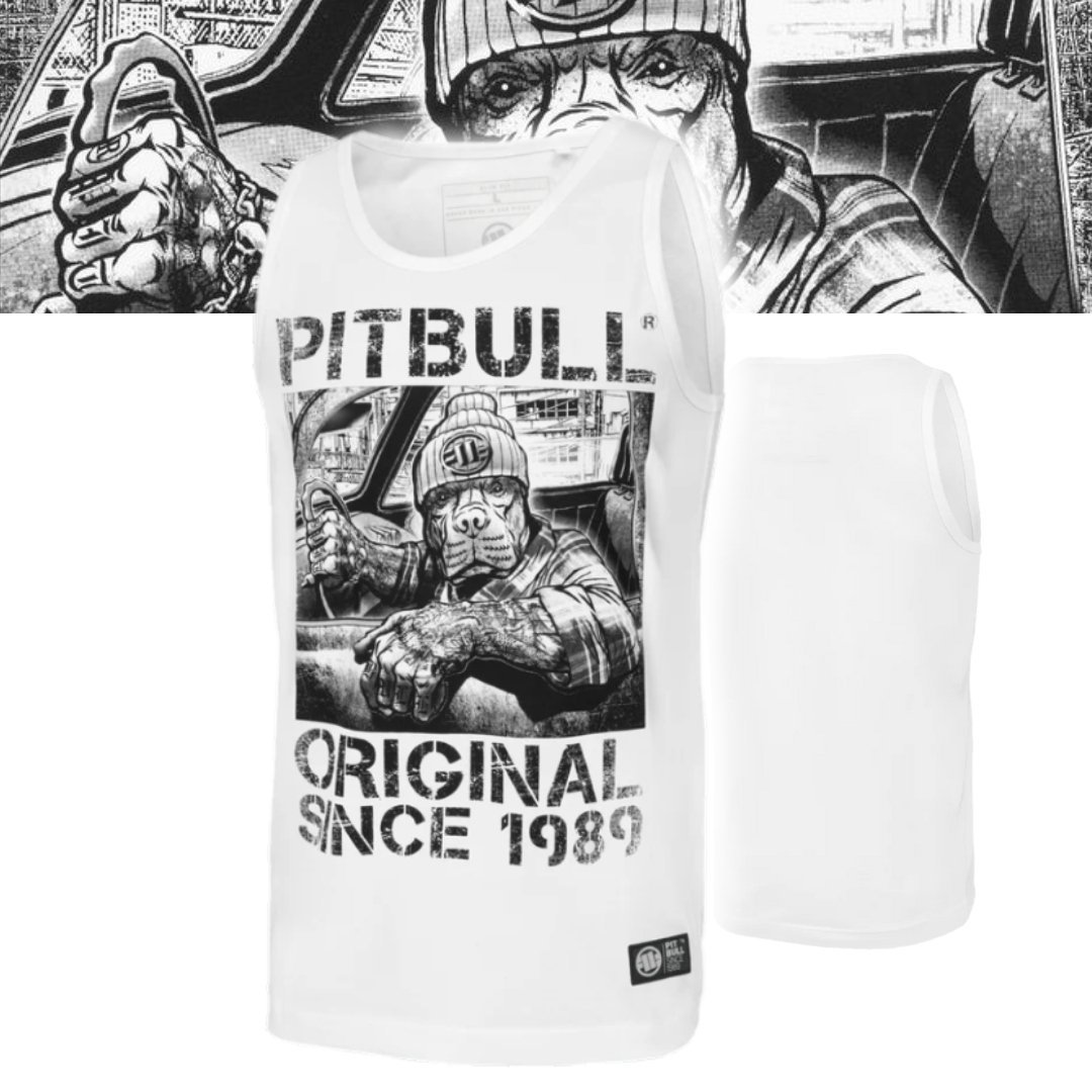 PITBULL WEST COAST MĘSKA KOSZULKA TANK TOP DRIVE BIAŁY WHITE S