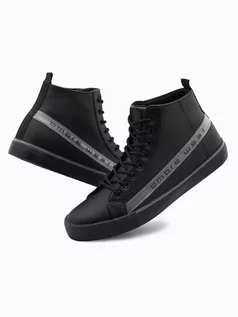 Sneakersy męskie - Buty męskie trampki z ozdobnym logowaniem - czarne OM-FOTH-22FW-004 - grafika 1