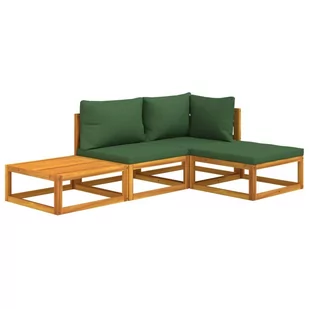 4-cz. ogrodowy zestaw wypoczynkowy, zielone poduszki, drewno vidaXL - Meble ogrodowe - miniaturka - grafika 4