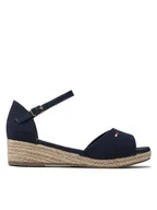 Buty dla dziewczynek - Tommy Hilfiger Espadryle Rope Wedge Sandal T3A7-32185-0048 M Granatowy - miniaturka - grafika 1