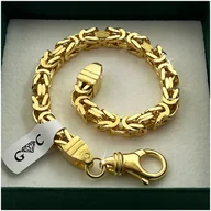 Bransolety męskie - ZŁOTA BRANSOLETKA MĘSKA 925 GRUBA SREBRO SPLOT KRÓLEWSKI 21cm/6mm + Y - miniaturka - grafika 1