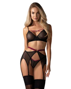 Komplet Novenes 3-częściowy Czarny (Rozmiar XL/XXL) - Piżamy damskie - miniaturka - grafika 1