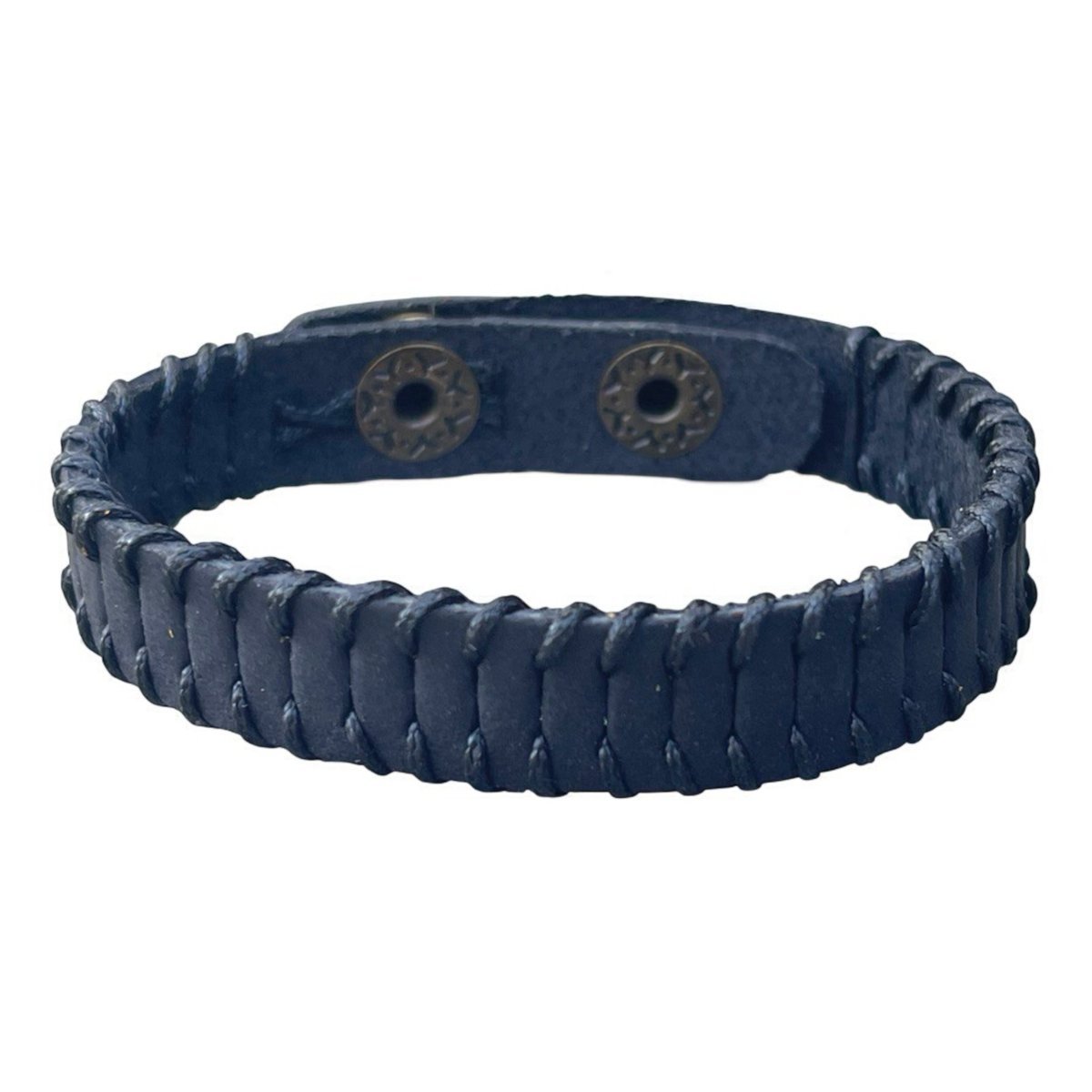 Prosta skórzana bransoletka z nicią Czarny 20cm