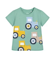 Bluzki dla niemowląt - T-shirt dla dziecka do 2 lat, z traktorami, zielony - miniaturka - grafika 1