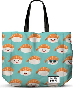 Torba Zakupowa Plażowa Modna Oh My Pop! Turkusowa Nigiri 46x35x10 cm - Torby i wózki na zakupy - miniaturka - grafika 1