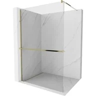 Ścianki i drzwi prysznicowe - Mexen Kioto+ ścianka prysznicowa z półką i relingiem 90 x 200 cm, transparent 8 mm, złota - miniaturka - grafika 1