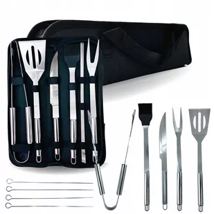 AKCESORIA PRZYBORY DO GRILLA SZTUĆCE ZESTAW GRILLOWY 9W1 +ETUI BBQ STALOWE - Akcesoria do grilla - miniaturka - grafika 1