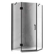Kabiny prysznicowe - Czarna kabina prysznicowa pięciokątna 90x90 drzwi uchylne KZ10B - miniaturka - grafika 1