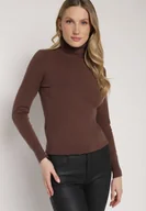 Swetry damskie - Brązowy Golf Sweter z Wiskozą i Kaszmirem Zailaya - miniaturka - grafika 1