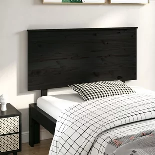 Lumarko Wezgłowie łóżka, czarne, 124x6x82,5 cm, lite drewno sosnowe - Inne meble do sypialni - miniaturka - grafika 1