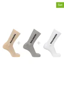 Skarpetki męskie - SALOMON Skarpety funkcyjne (3 pary) "Everyday Crew" w kolorze beżowo-szaro-białym - miniaturka - grafika 1