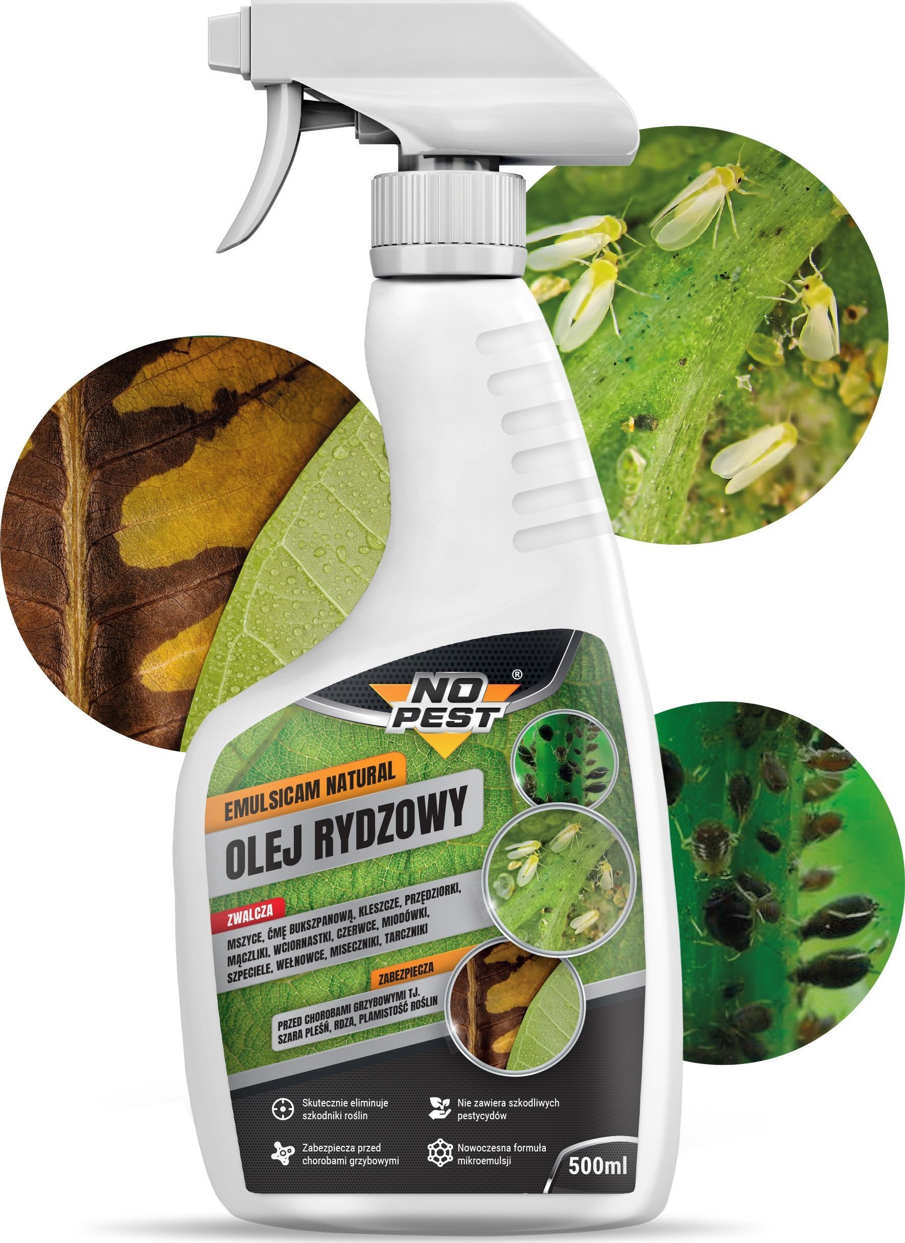 NO PEST Olej Rydzowy 500ml Preparat Płyn Środek na Mszyce Ćmę Bukszpanową Kleszcze Przędziorki i inne Szkodniki Roślin
