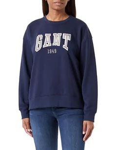 GANT Damska bluza z logo Rel z dekoltem w kształcie litery C, niebieski (Evening Blue), L - Bluzy damskie - miniaturka - grafika 1