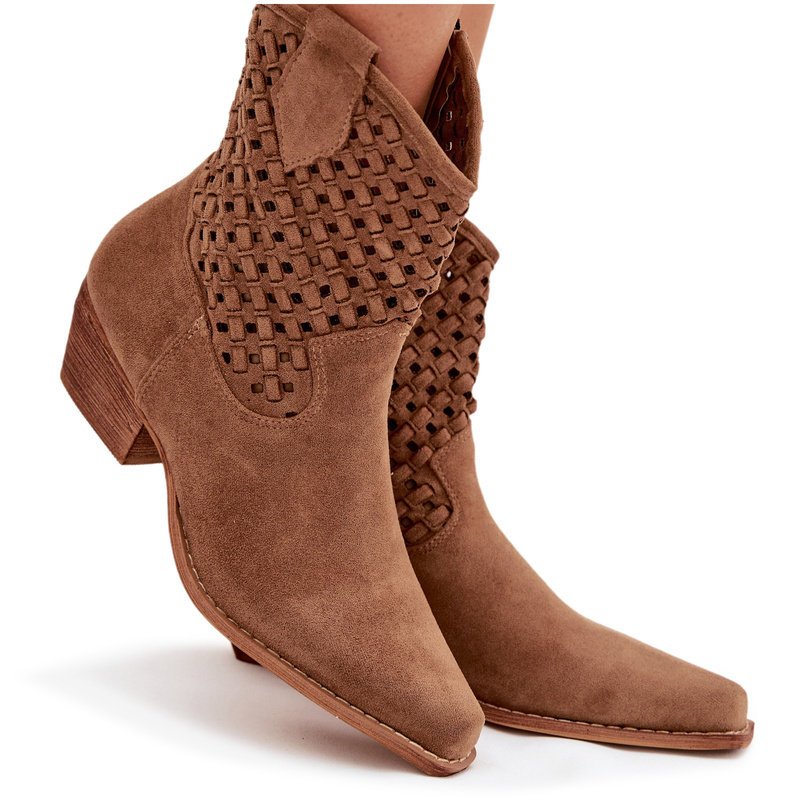Ażurowe Botki Damskie Na Obcasie Camel Ferissa 41-40