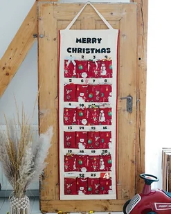 KALENDARZ ADWENTOWY z 24 kieszonkami, rękodzieło, 144x50 cm, - Ozdoby bożonarodzeniowe - miniaturka - grafika 1