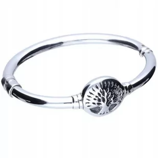 Srebrna bransoletka 925 drzewko życia sztywna bangle na prezent - Bransoletki - miniaturka - grafika 1