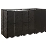 Kosze na śmieci - vidaXL Osłona na 3 kosze na śmieci, czarna, 207x80x117 cm, polirattan - miniaturka - grafika 1