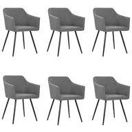 Krzesła - vidaXL Krzesła stołowe, 6 szt., jasnoszare, tapicerowane tkaniną - miniaturka - grafika 1