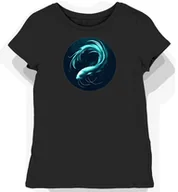 Koszulki i topy damskie - Koszulka damska czarna z grafiką turkusowego krewetki L - Empik - miniaturka - grafika 1