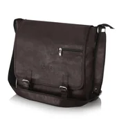 Torby męskie - Solier, torba męska S12 na ramię casual, ekoskóra, brązowa II - miniaturka - grafika 1