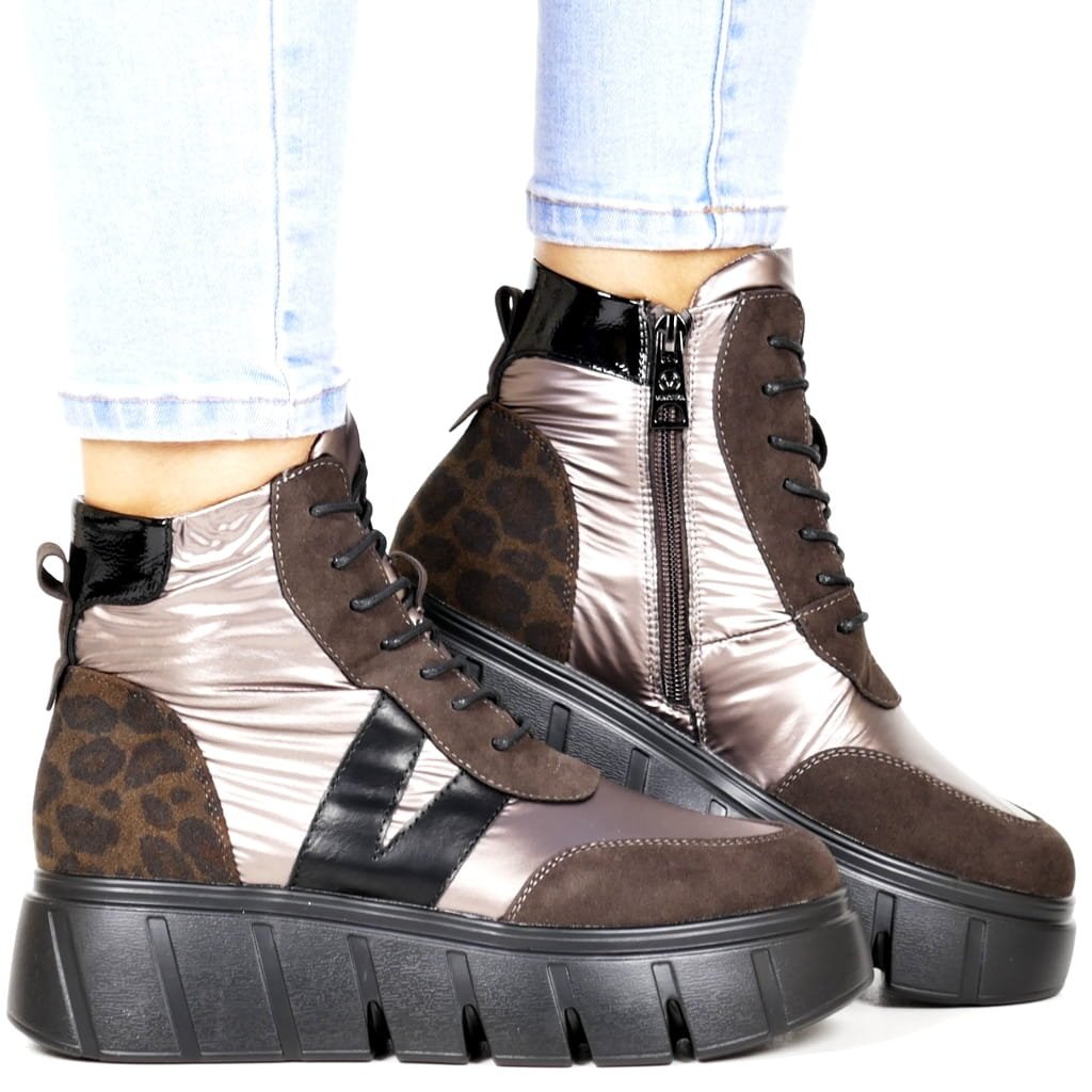 DAMSKIE SNEAKERSY OCIEPLONE BOTKI VINCEZA 58562 BRĄZOWE