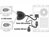 Adaptery i przejściówki - Delock Adapter VGA->2xVGA+zasilanie USB+USB(AF) 61968 - miniaturka - grafika 1