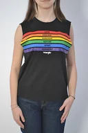 Koszulki i topy damskie - KOSZULKA DAMSKA WRANGLER PRIDE TANK BLACK BEZRĘKAWNIK DAMSKI - miniaturka - grafika 1