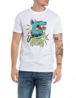 Koszulki męskie - Replay T-shirt męski, 001 White, L - miniaturka - grafika 1