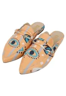 Kapcie damskie - DOGO Damskie wegańskie skórzane pomarańczowe kapcie - Wzór See You, Kolor: wielokolorow, 38 EU - miniaturka - grafika 1