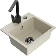 Zlewozmywaki z baterią - Mexen Milo zlewozmywak granitowy 1-komorowy z baterią kuchenną Rita, beżowy - miniaturka - grafika 1