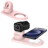 Akcesoria do smartwatchy - Uchwyt do ładowarki do MagSafe 2w1 Alogy stojak do Apple Watch/ iPhone 12 13 Różowy - miniaturka - grafika 1