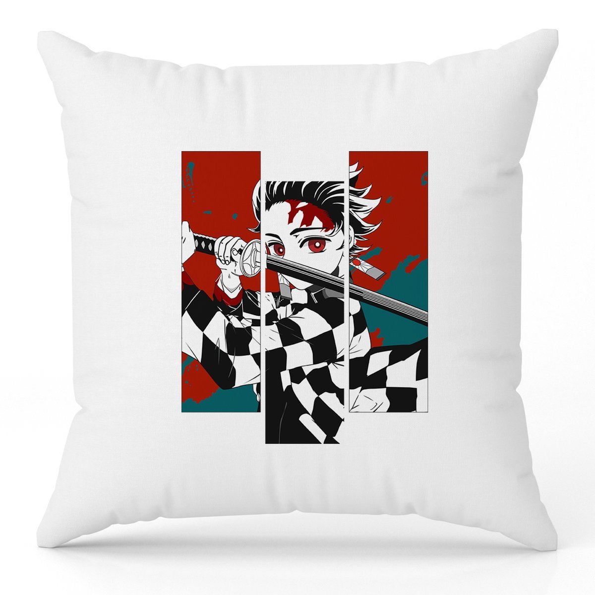 Poduszka Biała Ozdobna 40cm x 40cm DEMON SLAYER ANIME Film Anime Prezent Wz