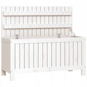 Skrzynie ogrodowe - vidaXL Skrzynia ogrodowa, biała, 108x42,5x54 cm, lite drewno sosnowe - miniaturka - grafika 1