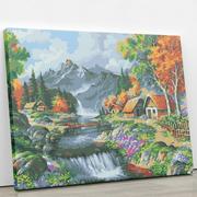 Malowanie po numerach - Wodospad pod górami - Malowanie po numerach 30x40 cm - miniaturka - grafika 1