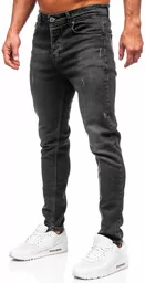 Spodnie męskie - Czarne spodnie jeansowe męskie regular fit Denley 6311 - grafika 1