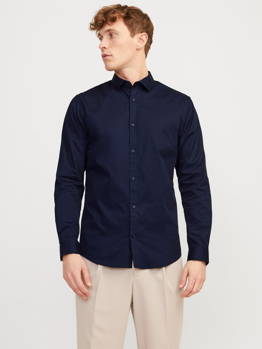 JACK&JONES KOSZULA MĘSKA GRANATOWA Z KOŁNIERZYKIEM GŁADKA XL 7AA