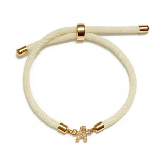 Bransoletka z Literką A Cyrkonie Kremowa z Kolorem Złotym Regulowana - Bransoletki - miniaturka - grafika 1