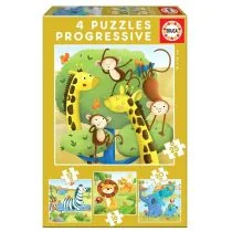 Educa 17147 Progressive Puzzles """"Wild Animals 12 + 16 + 20 + 25"""" - Puzzle - miniaturka - grafika 1