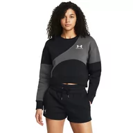 Koszulki sportowe damskie - Damska bluza dresowa nierozpinana bez kaptura Under Armour Essential Fleece Crop Crew - czarna - UNDER ARMOUR - miniaturka - grafika 1