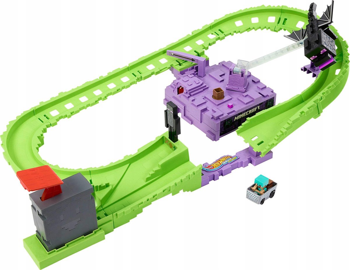 Zestaw torowy Hot Wheels Toy Car, zestaw do gry RacerVerse Minecraft i odle
