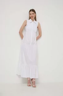 Patrizia Pepe sukienka bawełniana kolor biały maxi rozkloszowana 2A2794 A9B9 - Sukienki - miniaturka - grafika 1