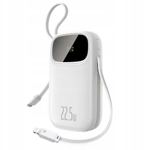 Powerbank Baseus EnerFill FC31 20000mAh 22.5W z wyświetlaczem cyfrowym i 2 wbudowanymi kablami USB-C + Lightning - biały - Powerbanki - miniaturka - grafika 1