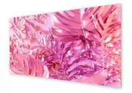 Dekoracje domu - Panel kuchenny HOMEPRINT Metaliczne różowe liście 120x60 cm - miniaturka - grafika 1