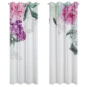 Zasłony - Zasłona gotowa na przelotkach ISA 140x260 Eurofirany biała różowa duże kwiaty - miniaturka - grafika 1