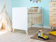 Łóżka dla dzieci i młodzieży - Łóżeczko dziecięce sosnowe Baby Happy 60x120 białe/sosna - miniaturka - grafika 1